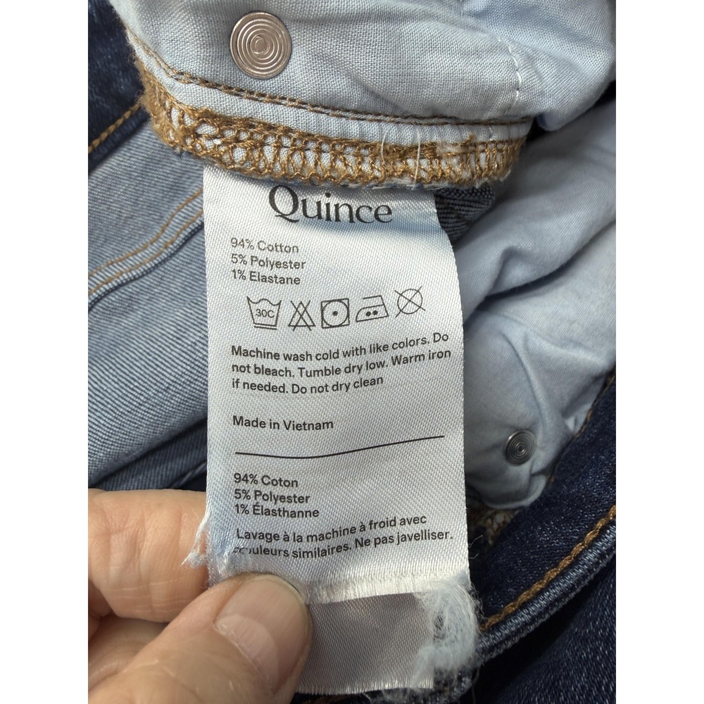 Quince Jeans Womens 31x28 Blue Bella Stretch Straight High Rise Dark Wash Denim - Picture 11 of 15
